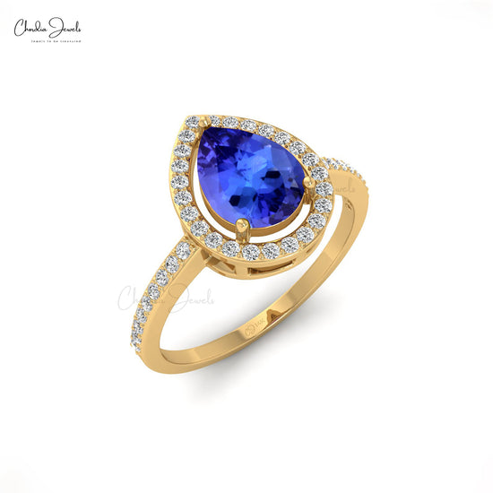 Pear Shape Tanzanite Solitaire Bypass Ring, December Birthstone Ring (5X7  mm), 14K Yellow Gold, US 10.00 - Walmart.com